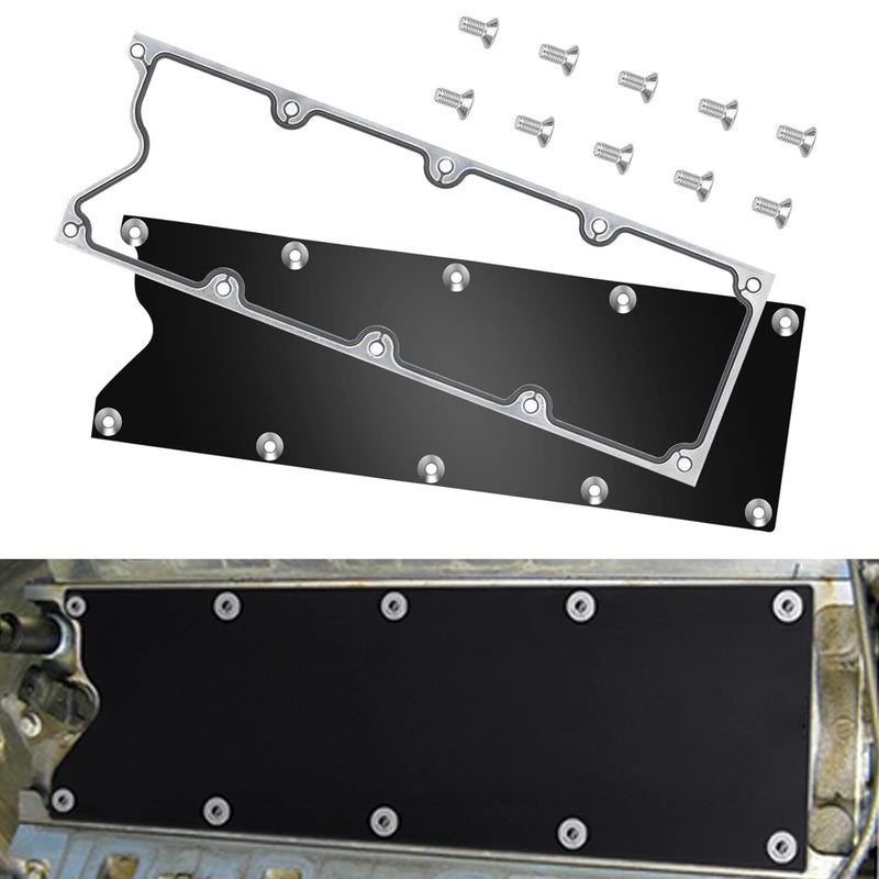 Endxedo LS Gen 3 Valley Pan Cover Plate with Gasket and Seals Low Profile - Aluminum Knock Sensor fit for LSX LS1 LM7 LR4 LQ4 LS6 L59 LQ9 LM4 L33 (Black) - Image 1
